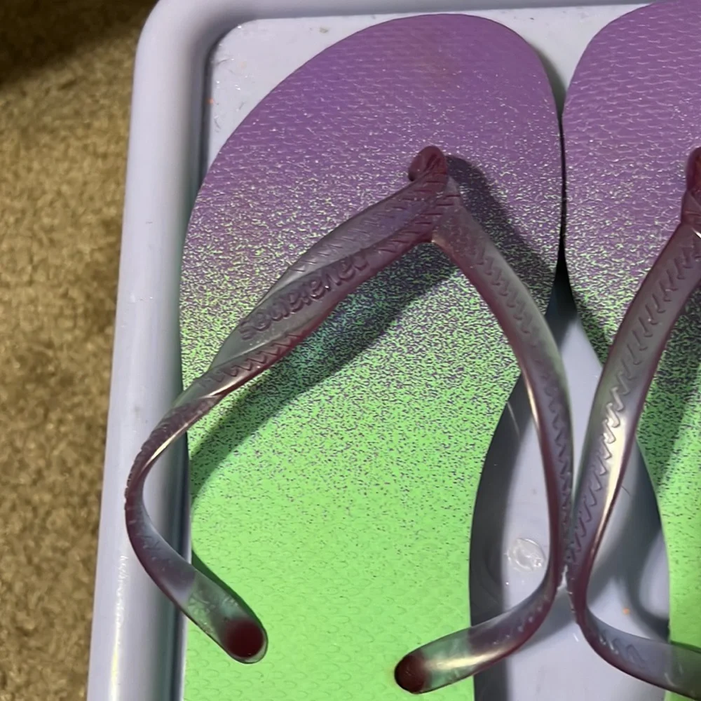 🎉HP🎉 Havaianas Hydro Purple Green Ombré Fantasia Up Flip-Flop US Size 7/… - Picture 9 of 11